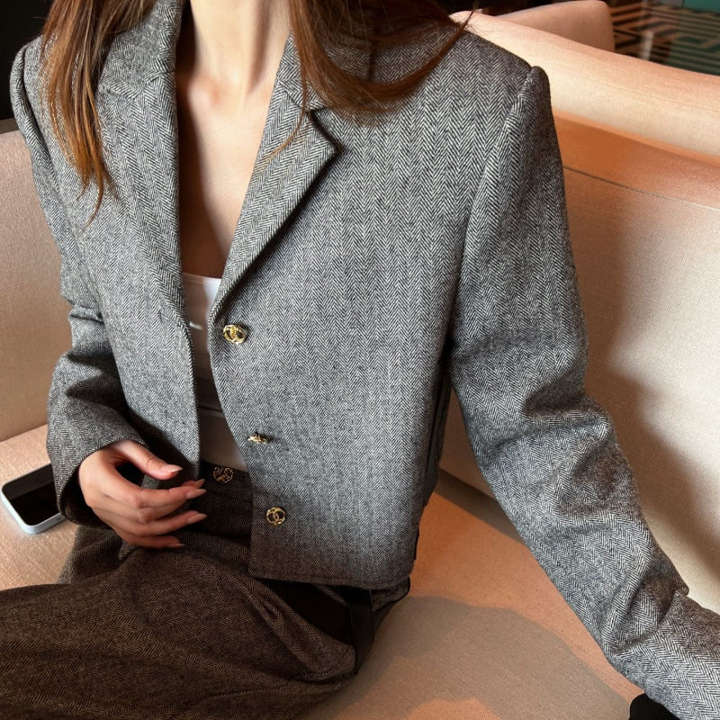New Fashion Women's Spliced Blazer Suit CQQ1326102015