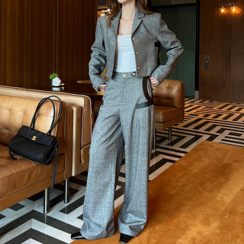 New Fashion Women's Spliced Blazer Suit CQQ1326102015
