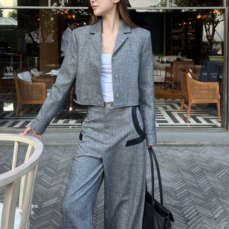 New Fashion Women's Spliced Blazer Suit CQQ1326102015
