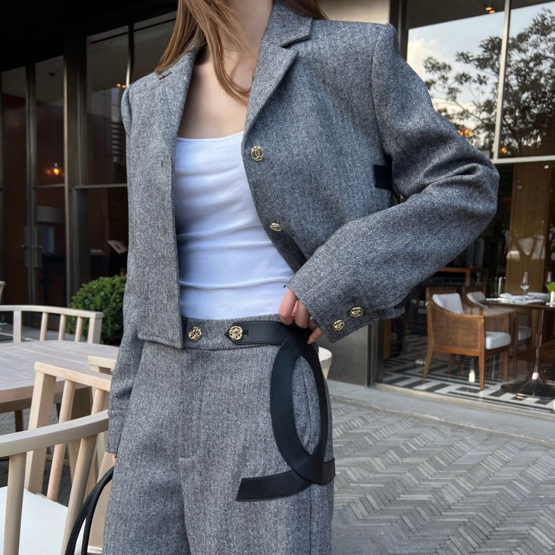New Fashion Women's Spliced Blazer Suit CQQ1326102015