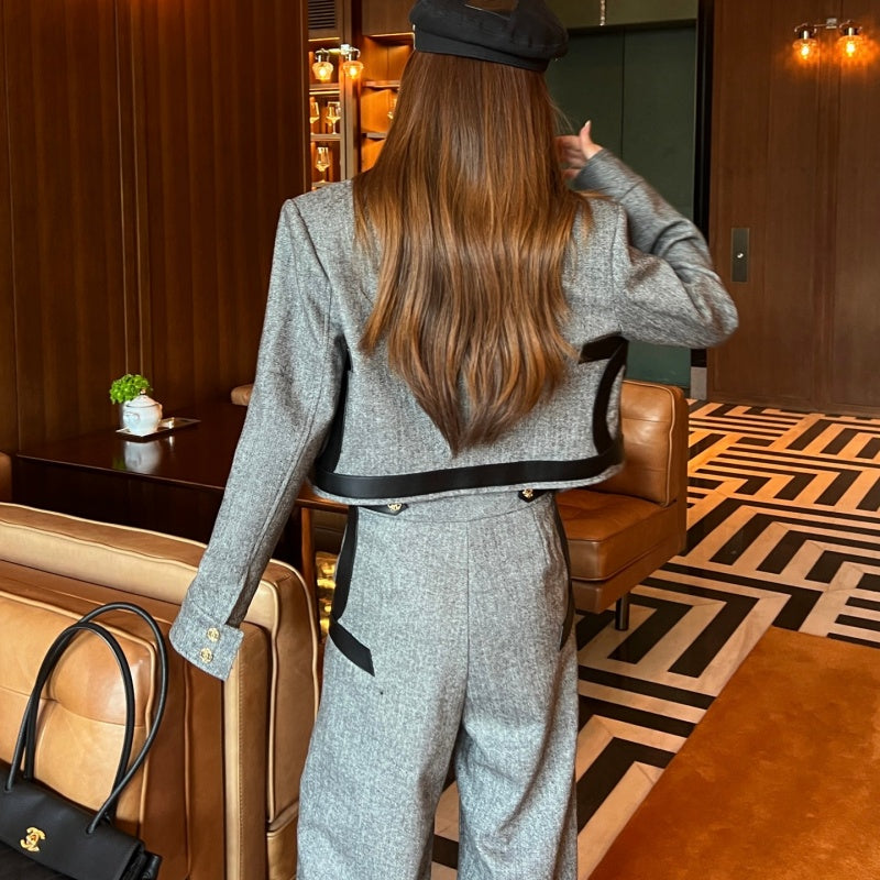 New Fashion Women's Spliced Blazer Suit CQQ1326102015