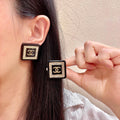 New Fashion Women's C Logo Square Rhinestone Stud Earrings ZS1326102101