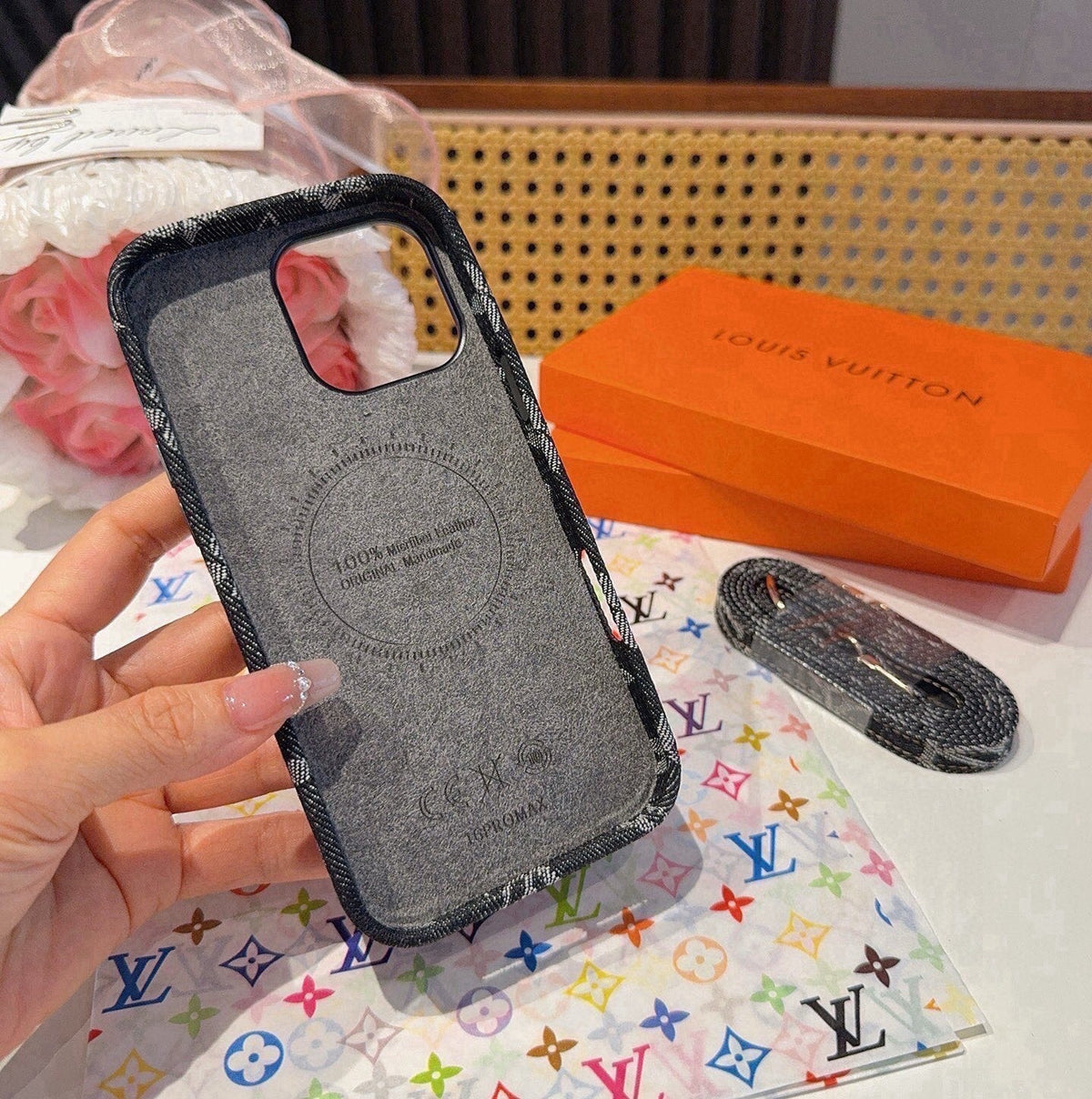 New Fashion Women's Denim Monogram Card Pocket Phone Case LD1326102104