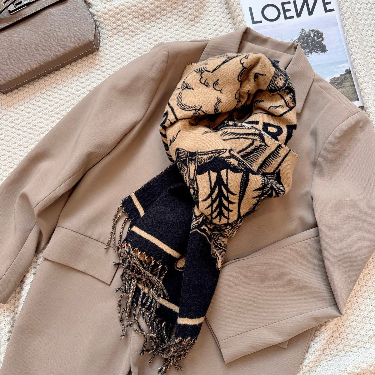 New Fashion Women's Equestrian Print Cashmere Scarf ZJN1326102106