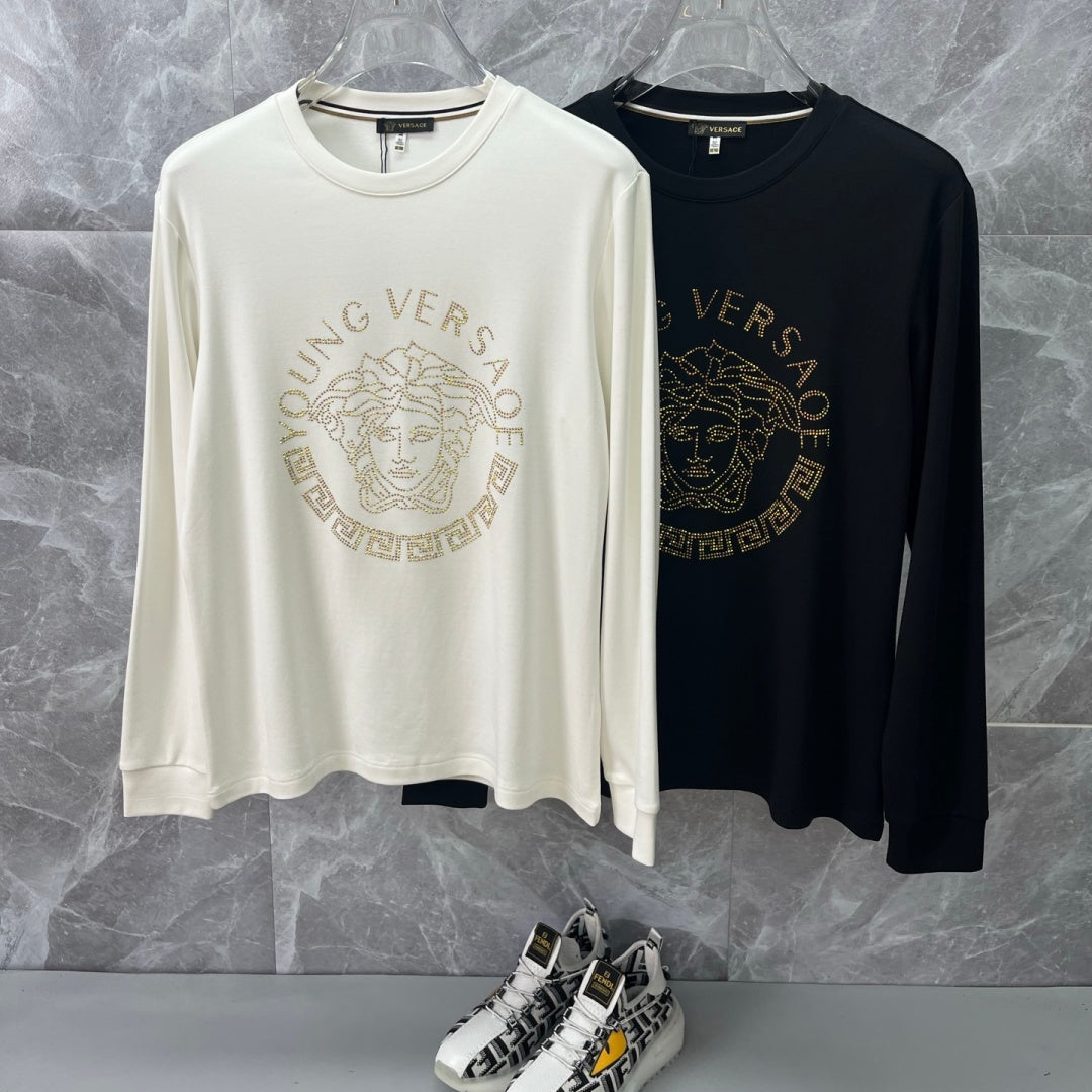 New Fashion Men's Medusa Rhinestone Long Sleeve T-Shirt SJ1326102109