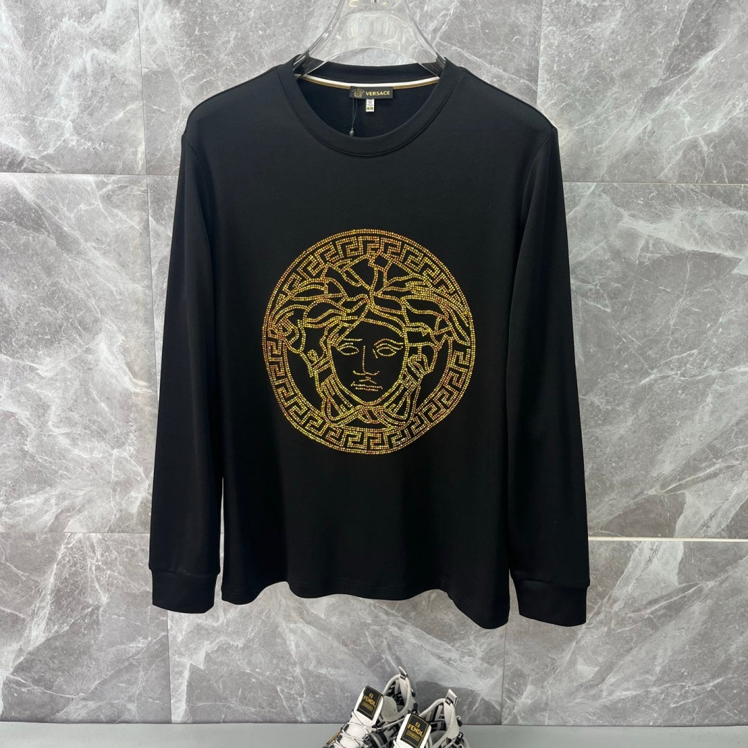 New Fashion Men's Medusa Rhinestone Long Sleeve T-Shirt SJ1326102110