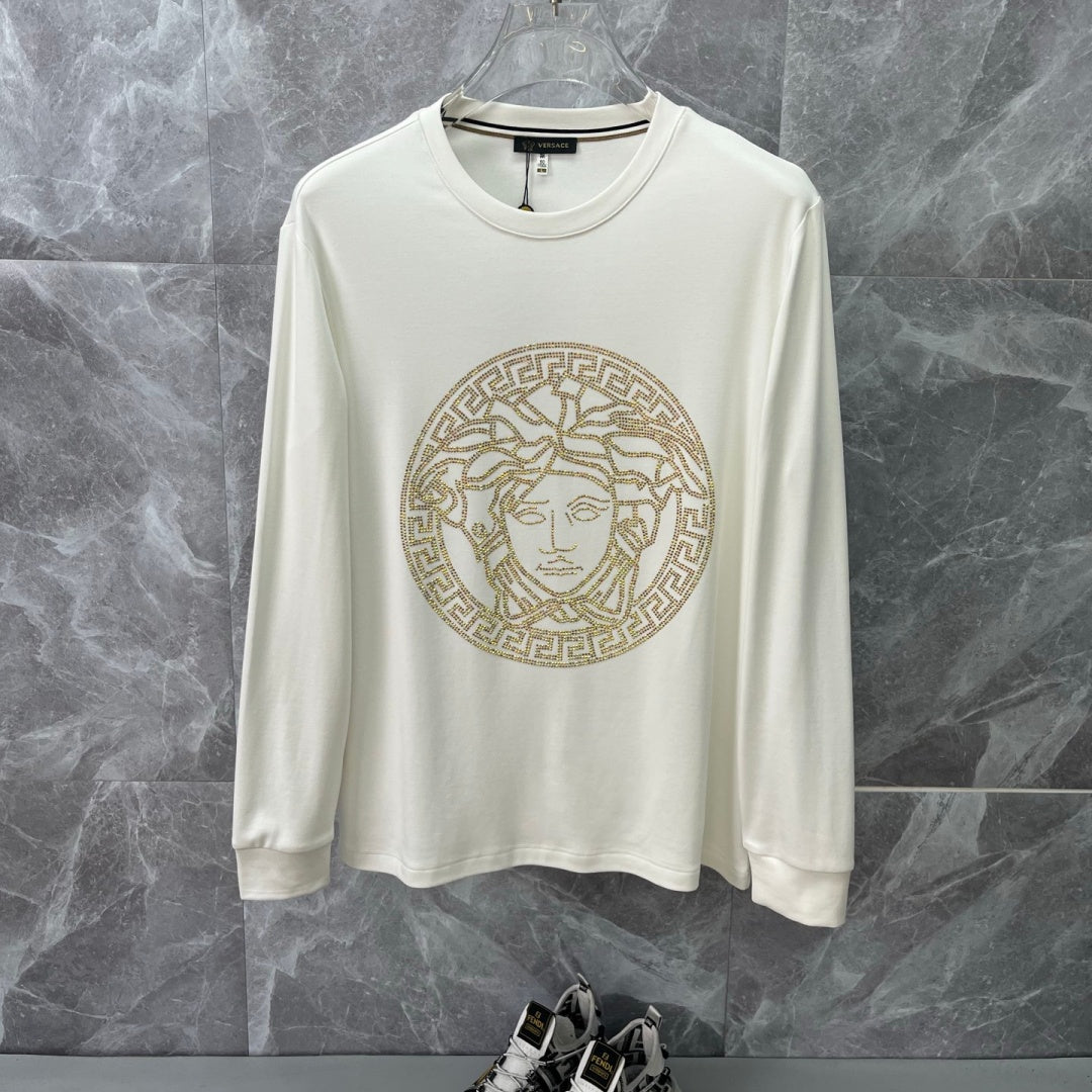 New Fashion Men's Medusa Rhinestone Long Sleeve T-Shirt SJ1326102110