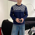 New Fashion Men's Spliced Jacquard Crew Neck Sweater SJ1326102113