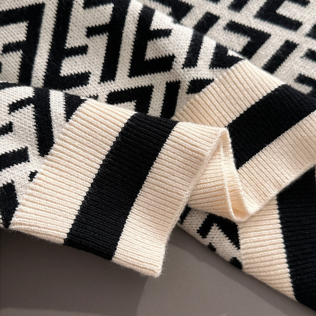 New Fashion Men's All Over FF Print Crew Neck Knit Sweater MJ1326102203