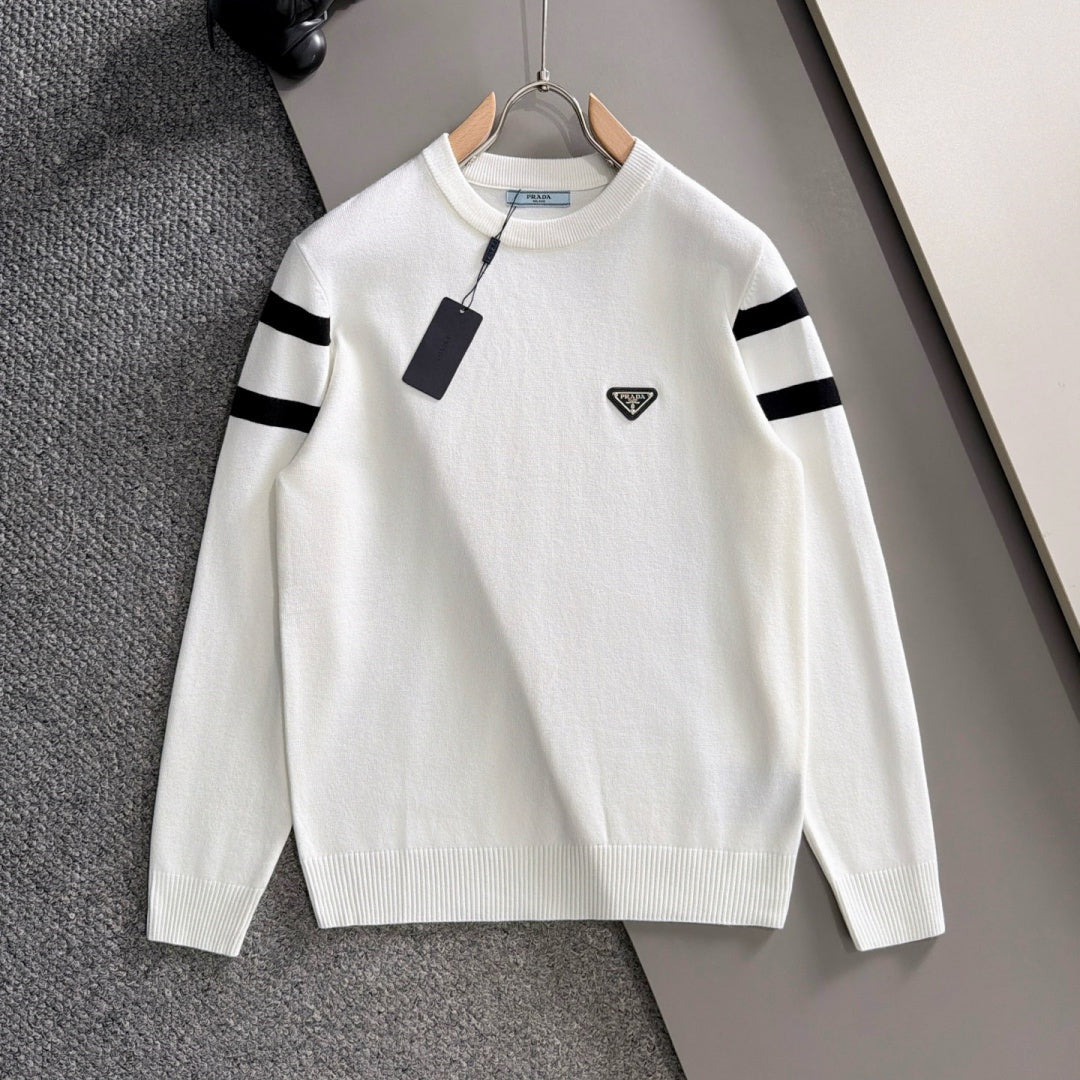 New Fashion Men's Striped Triangle Logo Crew Neck Sweater MJ1326102204