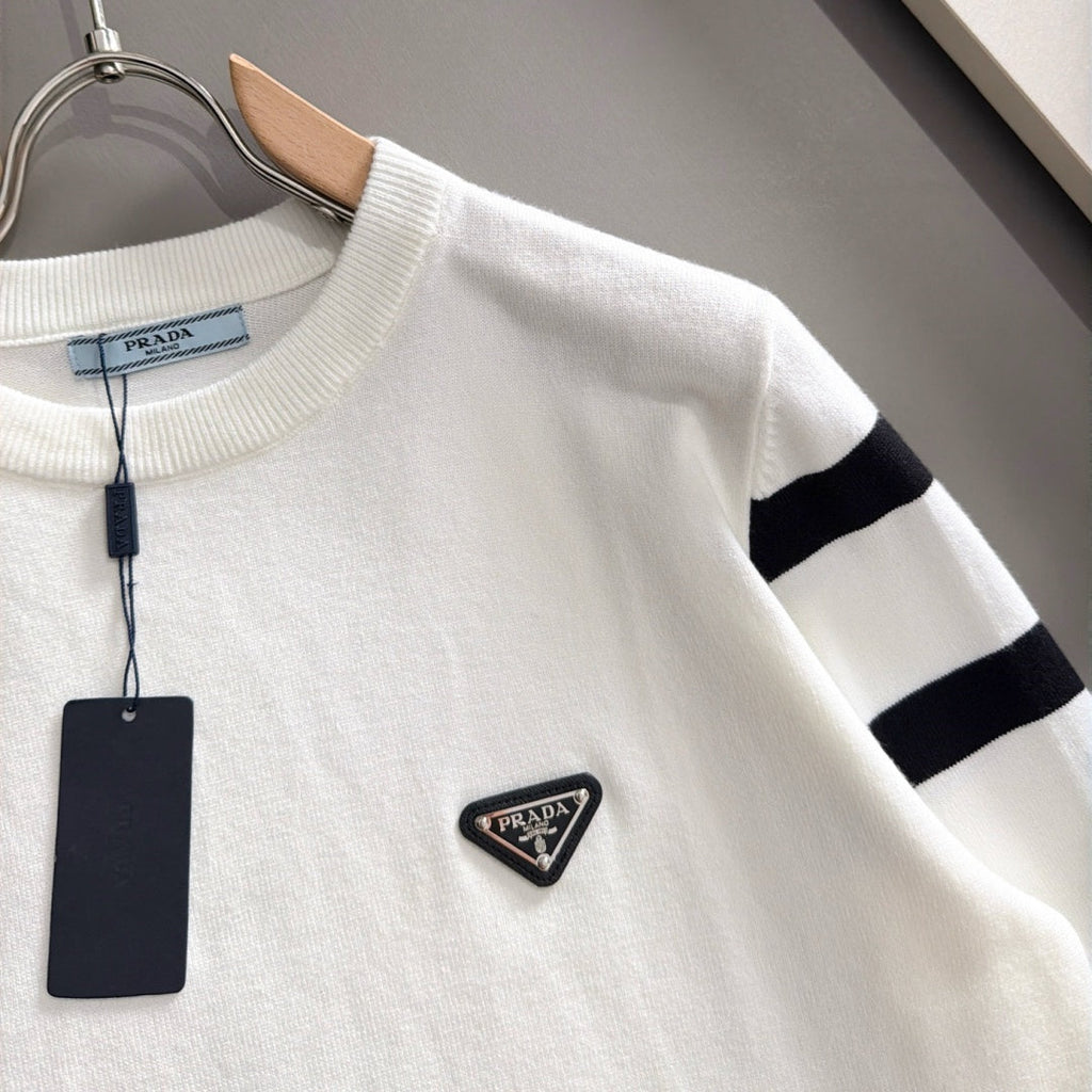 New Fashion Men's Striped Triangle Logo Crew Neck Sweater MJ1326102204
