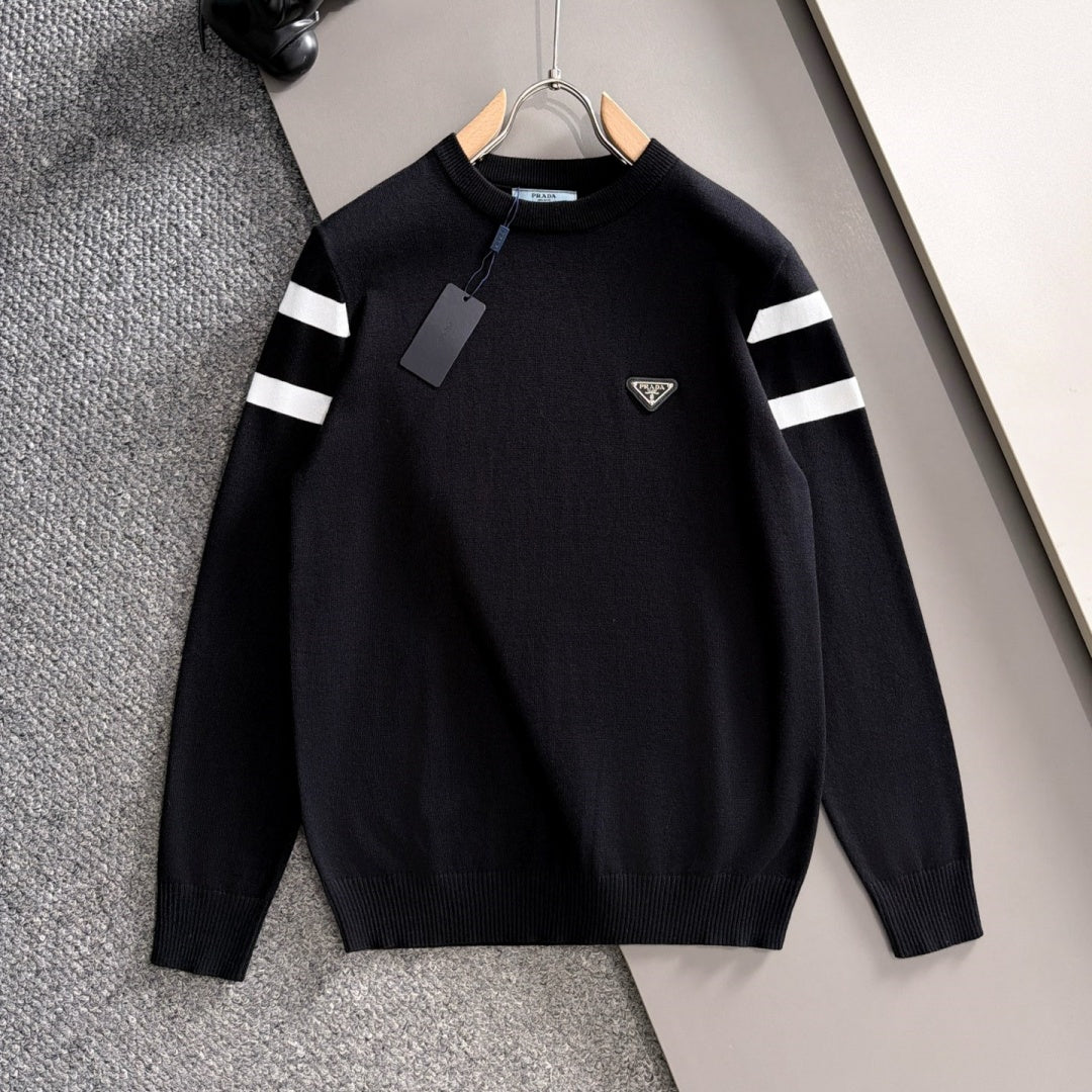 New Fashion Men's Striped Triangle Logo Crew Neck Sweater MJ1326102204