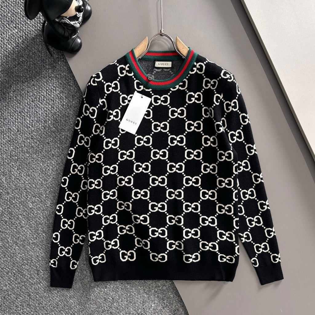 New Fashion Men's All Over GG Logo Crew Neck Sweater MJ1326102205