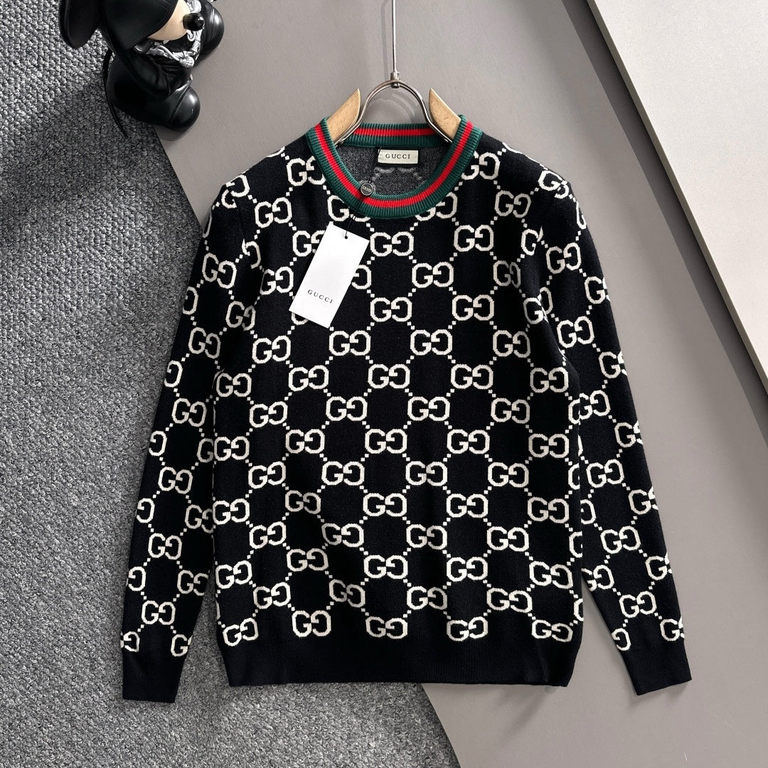 New Fashion Men's All Over GG Logo Crew Neck Sweater MJ1326102205