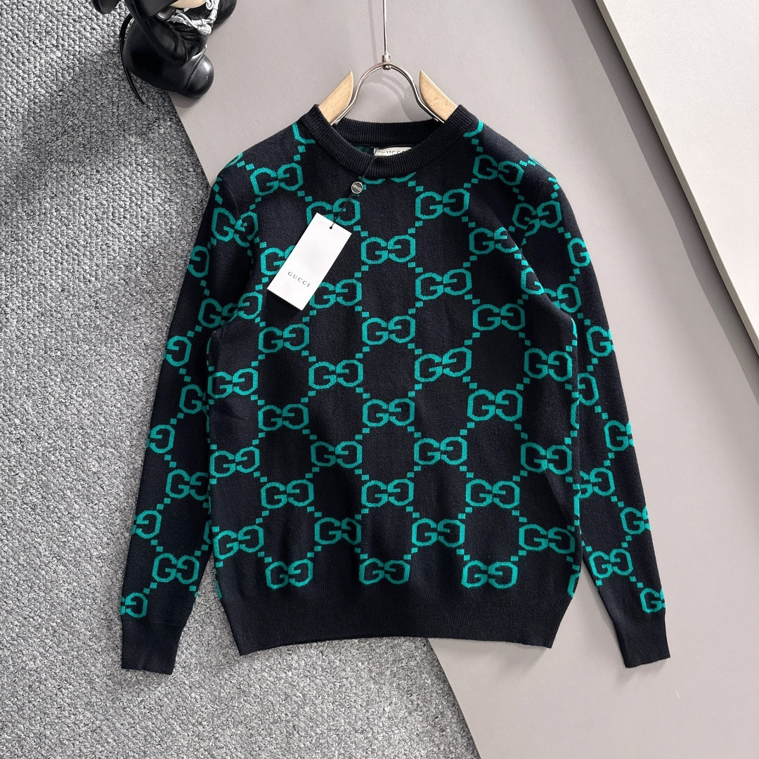 New Fashion Men's All Over GG Logo Crew Neck Sweater MJ1326102205