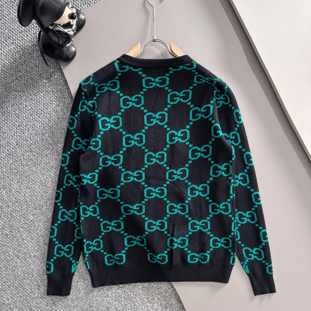 New Fashion Men's All Over GG Logo Crew Neck Sweater MJ1326102205