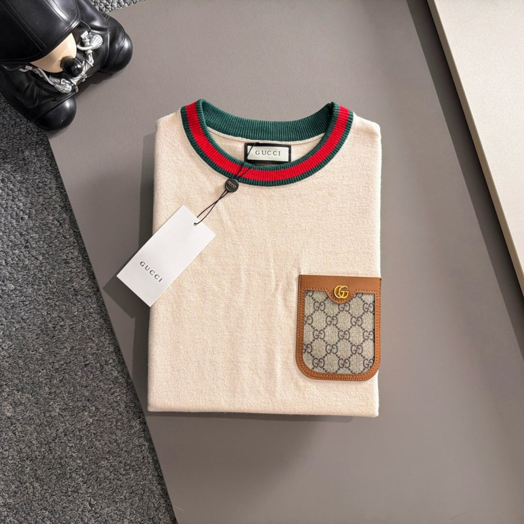 New Fashion Men's Pocket Embroidered Crew Neck Sweater MJ1326102208