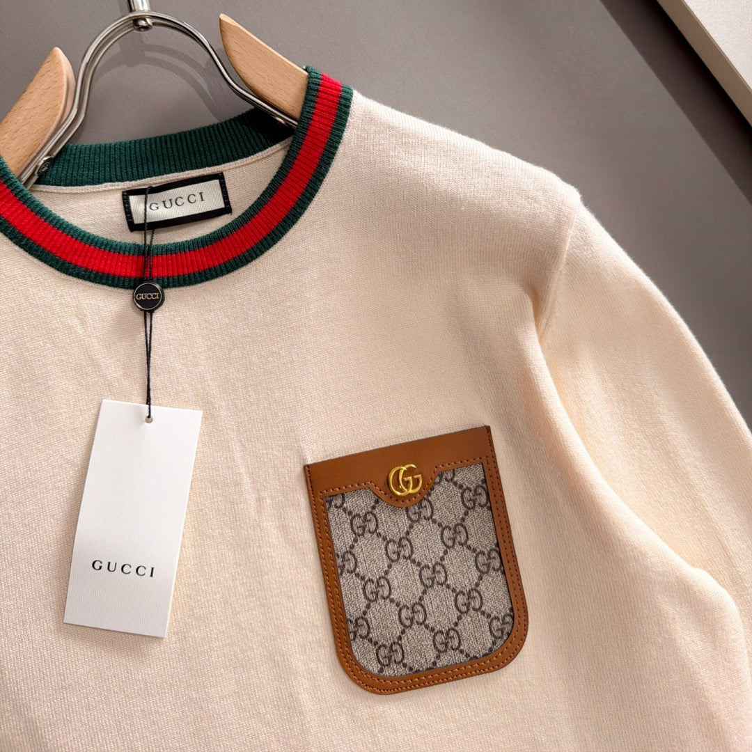 New Fashion Men's Pocket Embroidered Crew Neck Sweater MJ1326102208