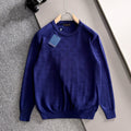 New Fashion Men's Blue Monogram Crew Neck Sweater MJ1326102219