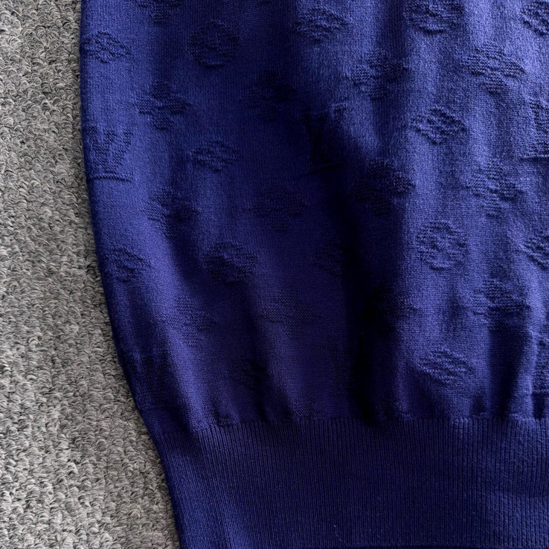 New Fashion Men's Blue Monogram Crew Neck Sweater MJ1326102219