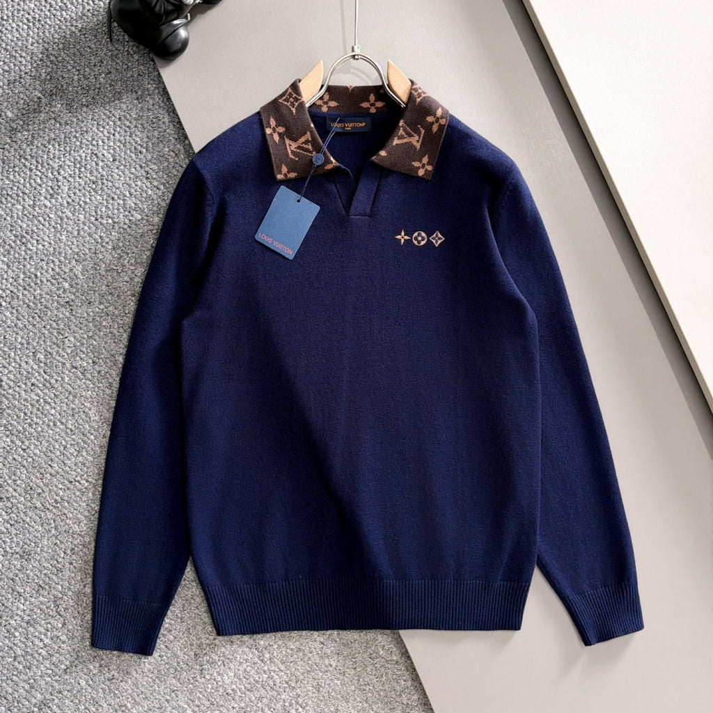 New Fashion Men's Monogram Collar Polo Sweater MJ1326102221