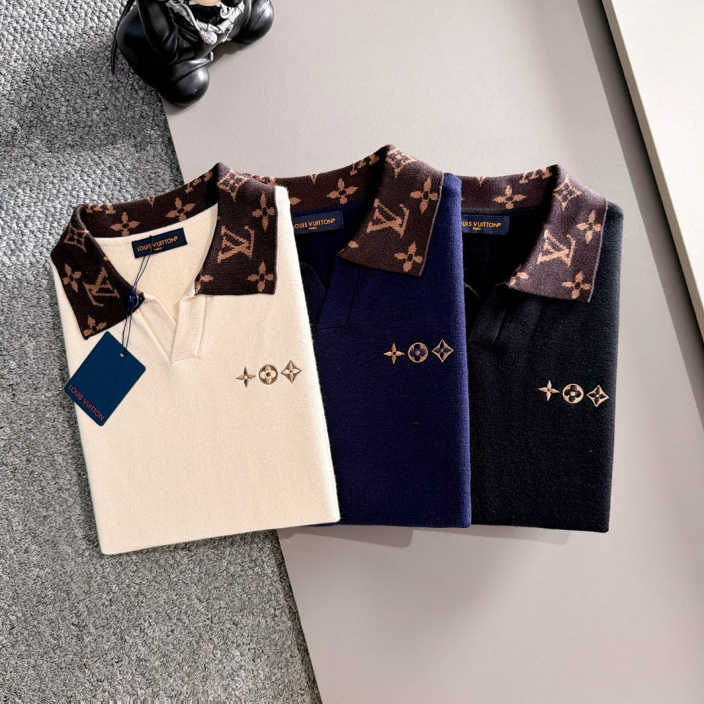 New Fashion Men's Monogram Collar Polo Sweater MJ1326102221