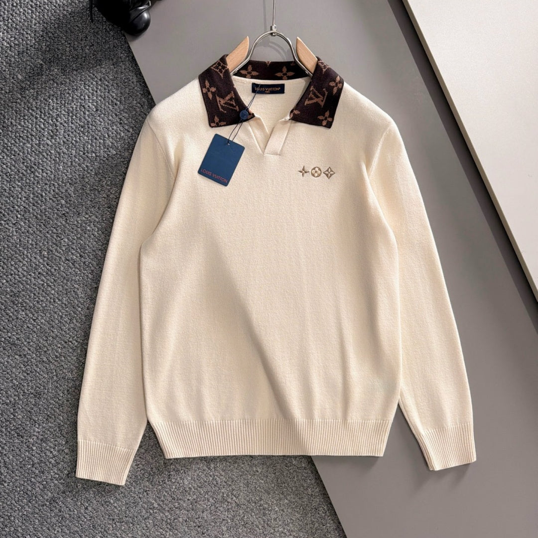 New Fashion Men's Monogram Collar Polo Sweater MJ1326102221
