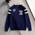 New Fashion Men's Contrast Big Logo Striped Sleeve Crew Neck Sweater MJ1326102222