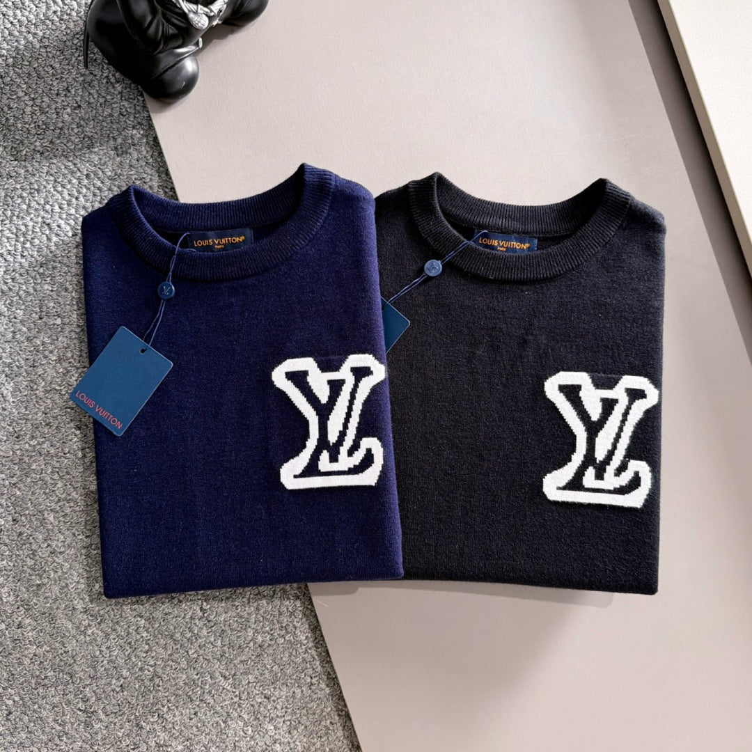 New Fashion Men's Contrast Big Logo Striped Sleeve Crew Neck Sweater MJ1326102222
