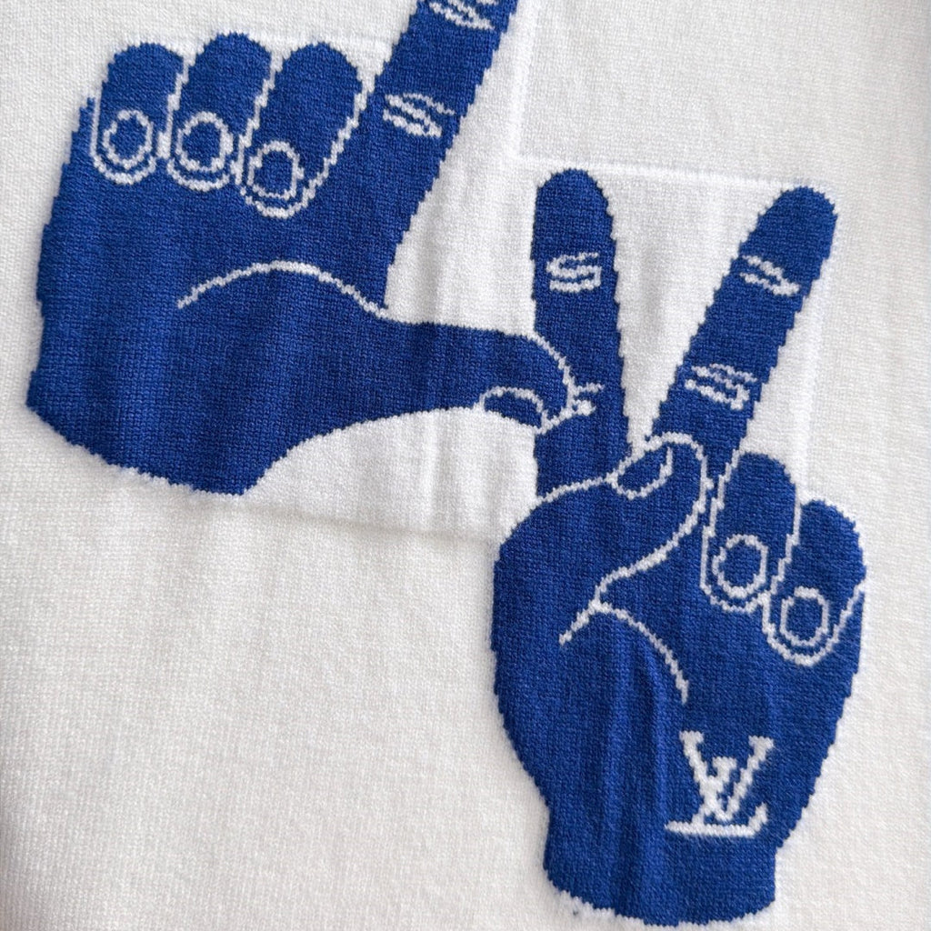 New Fashion Men's Hand Gesture Jacquard Crew Neck Sweater MJ1326102224
