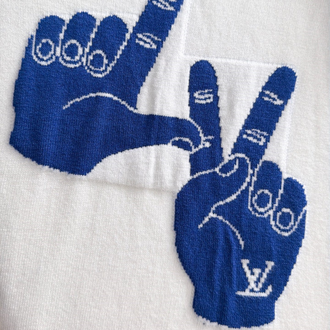 New Fashion Men's Hand Gesture Jacquard Crew Neck Sweater MJ1326102224