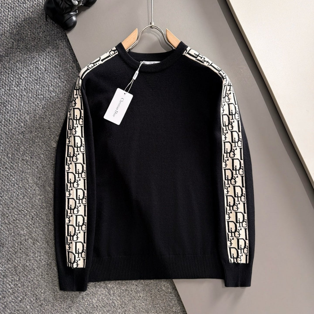 New Stylish Side Jacquard Crew Neck Sweater MJ1326102225