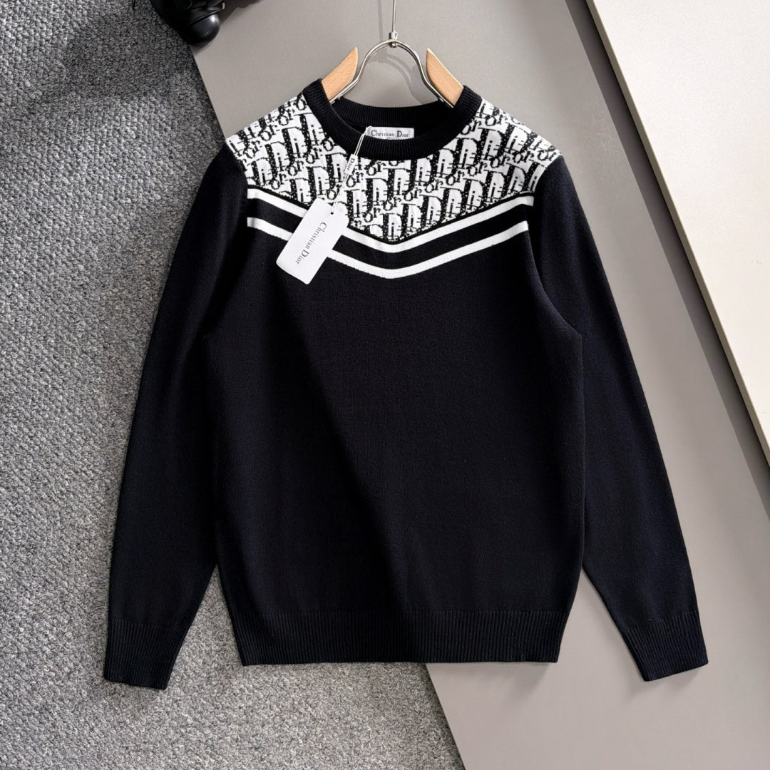 New Stylish Shoulder Jacquard Crew Neck Sweater MJ1326102227
