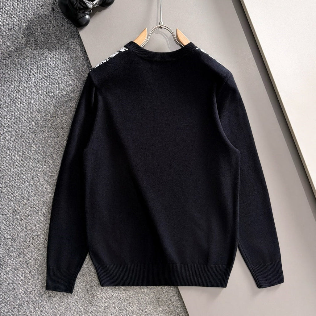 New Stylish Shoulder Jacquard Crew Neck Sweater MJ1326102227