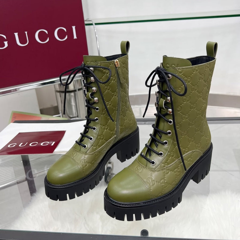 New Arrival Women's Embossed Lug Sole Combat Boots XY1326102301