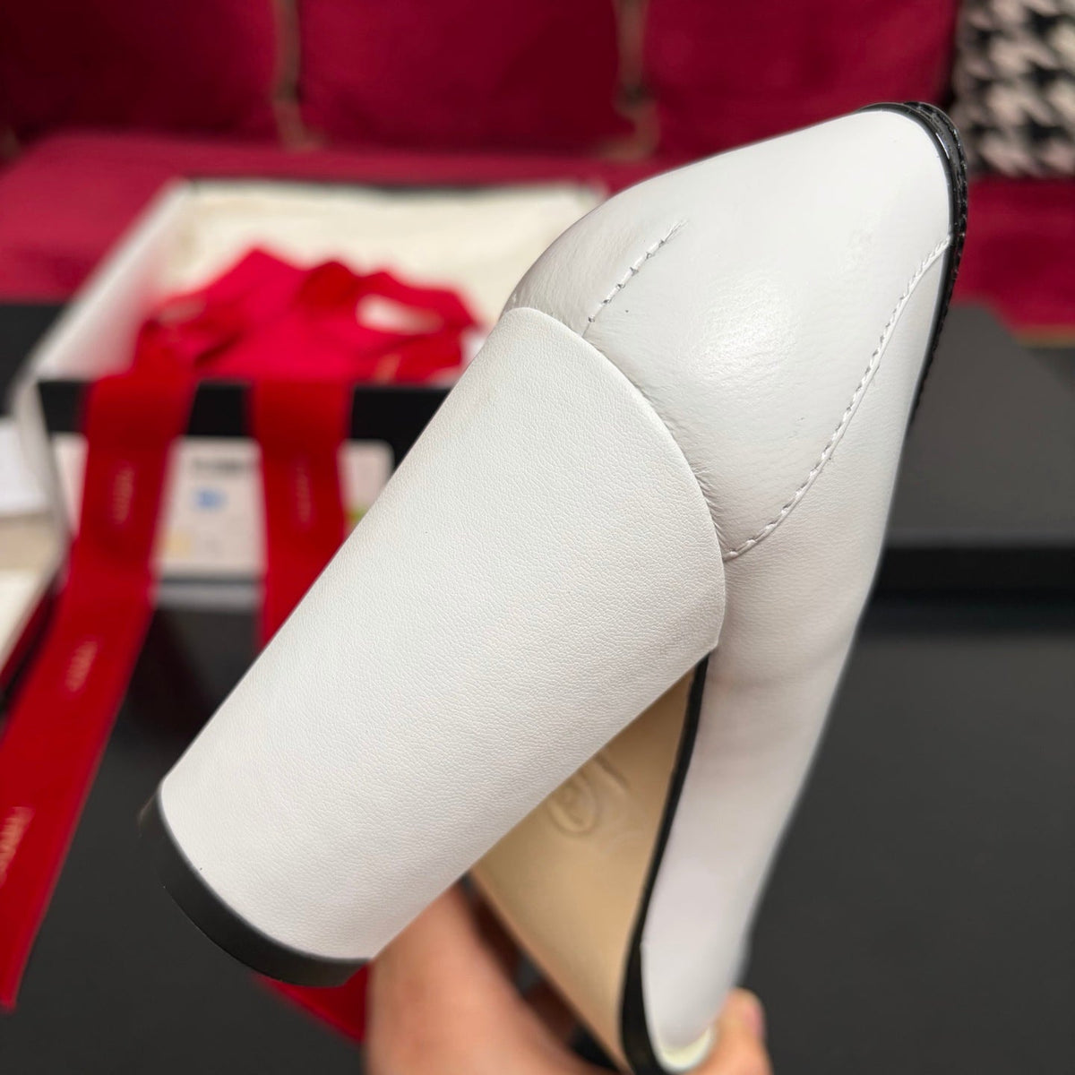 New Arrival Women's CC Logo Block Square Toe Block Heel Pumps XC1326102306