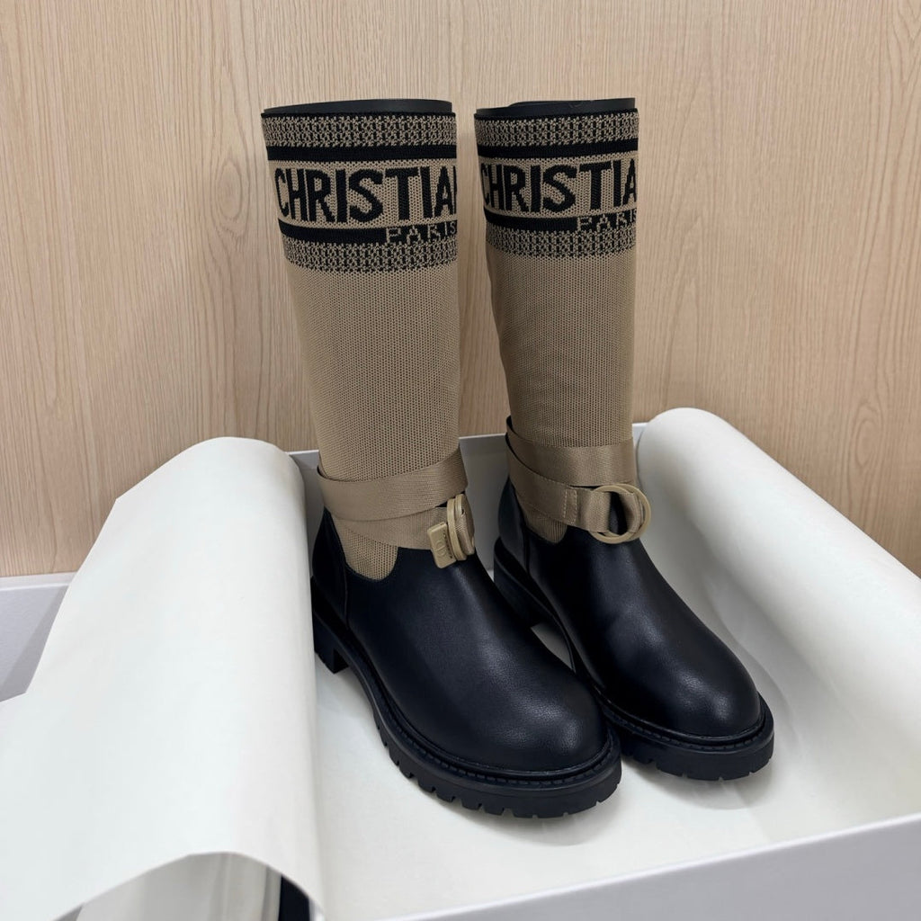 New Arrival Women's Logo Webbing Patch Knee High Boots PF1326102308