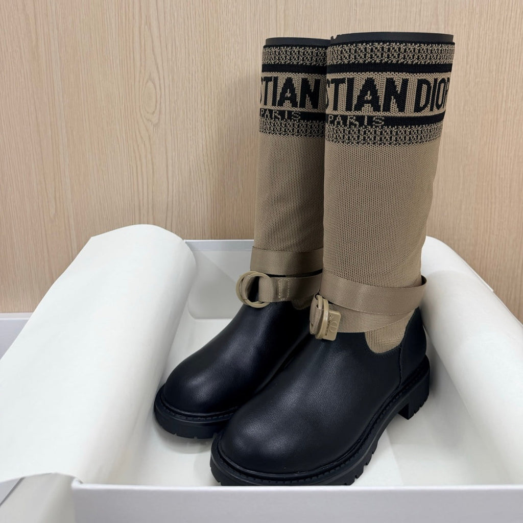 New Arrival Women's Logo Webbing Patch Knee High Boots PF1326102308
