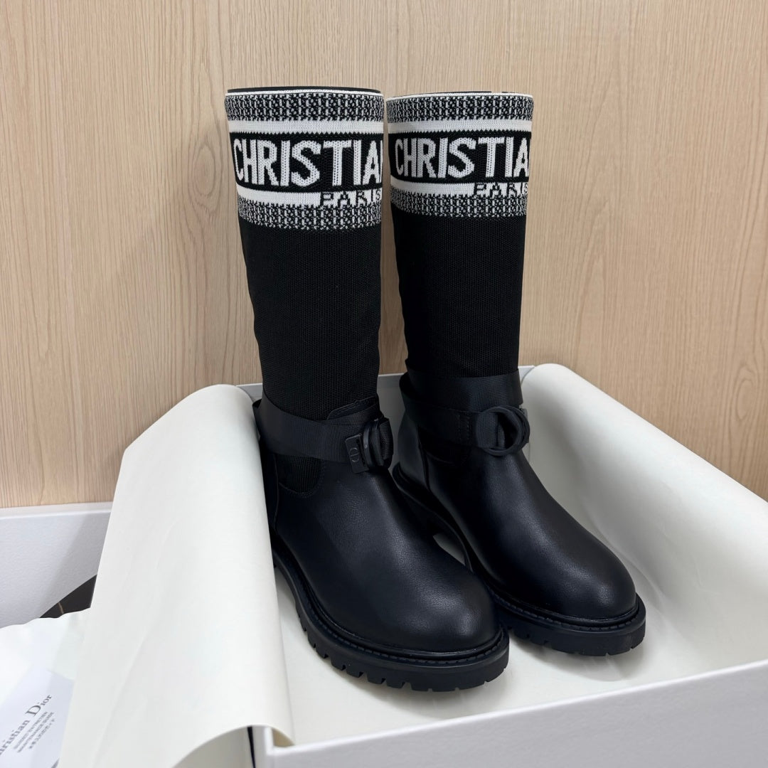 New Arrival Women's Logo Webbing Patch Knee High Boots PF1326102308