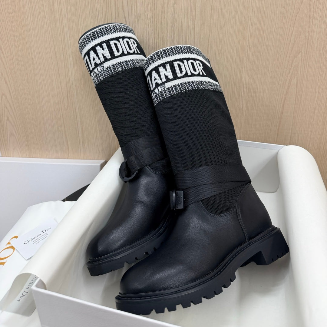 New Arrival Women's Logo Webbing Patch Knee High Boots PF1326102308