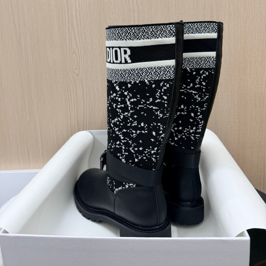 New Arrival Women's Jacquard Logo Patch Knee High Boots PF1326102309