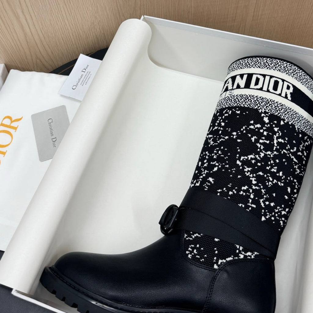 New Arrival Women's Jacquard Logo Patch Knee High Boots PF1326102309
