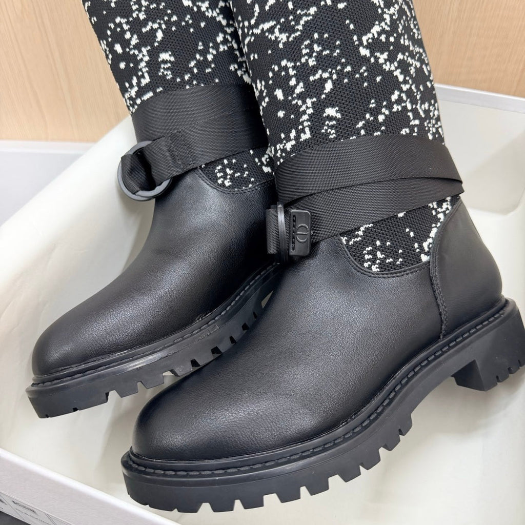 New Arrival Women's Jacquard Logo Patch Knee High Boots PF1326102309