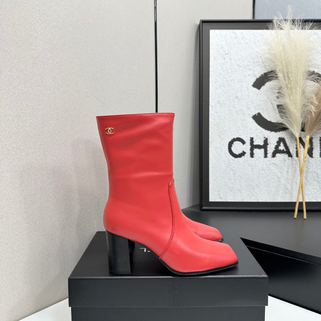 New Arrival Women's CC Square Toe Block Heel Mid Calf Boots SZ1326102315