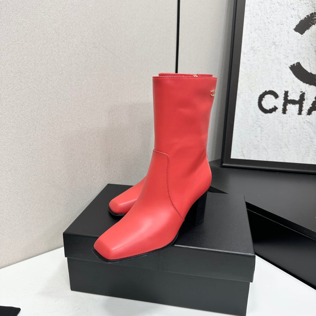 New Arrival Women's CC Square Toe Block Heel Mid Calf Boots SZ1326102315