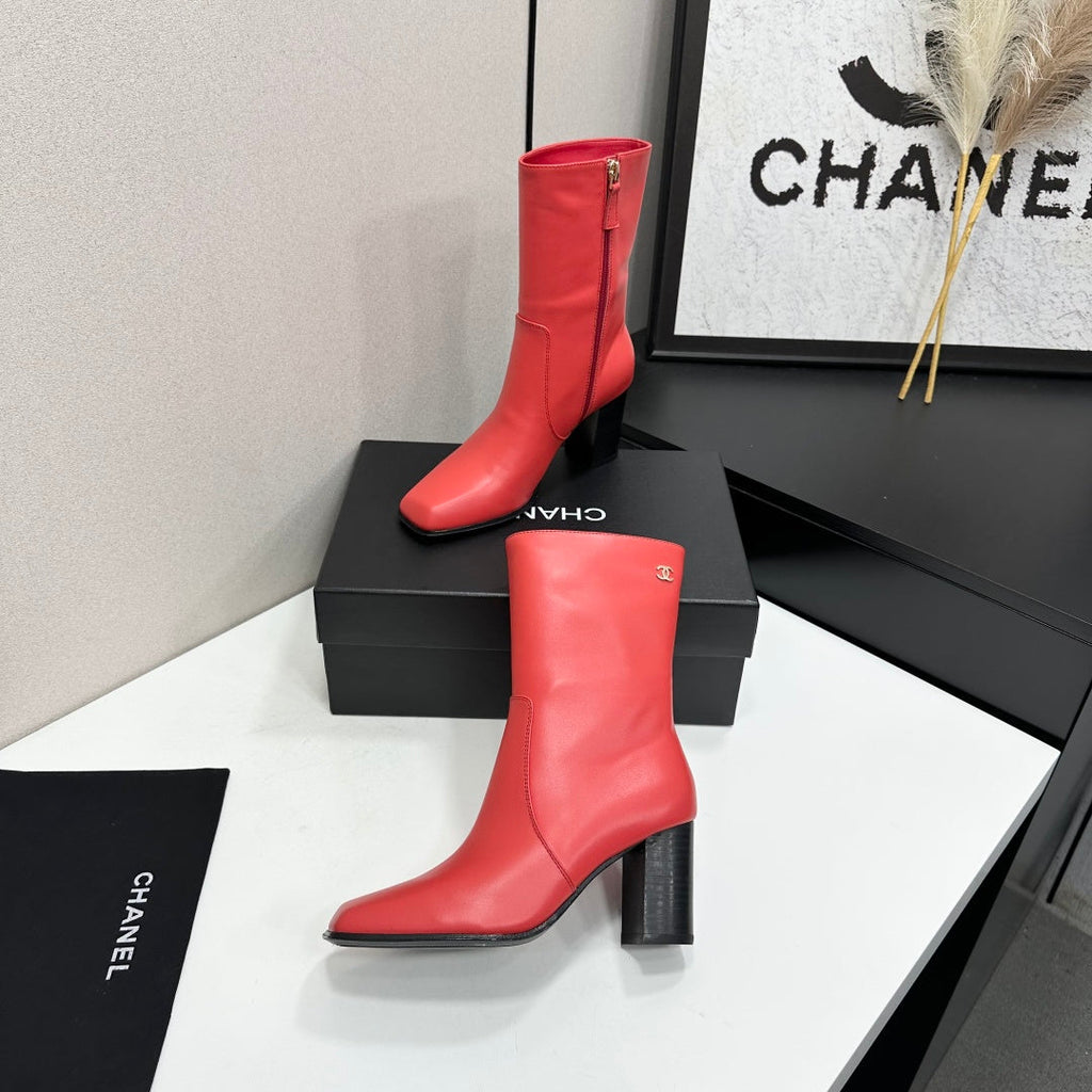 New Arrival Women's CC Square Toe Block Heel Mid Calf Boots SZ1326102315