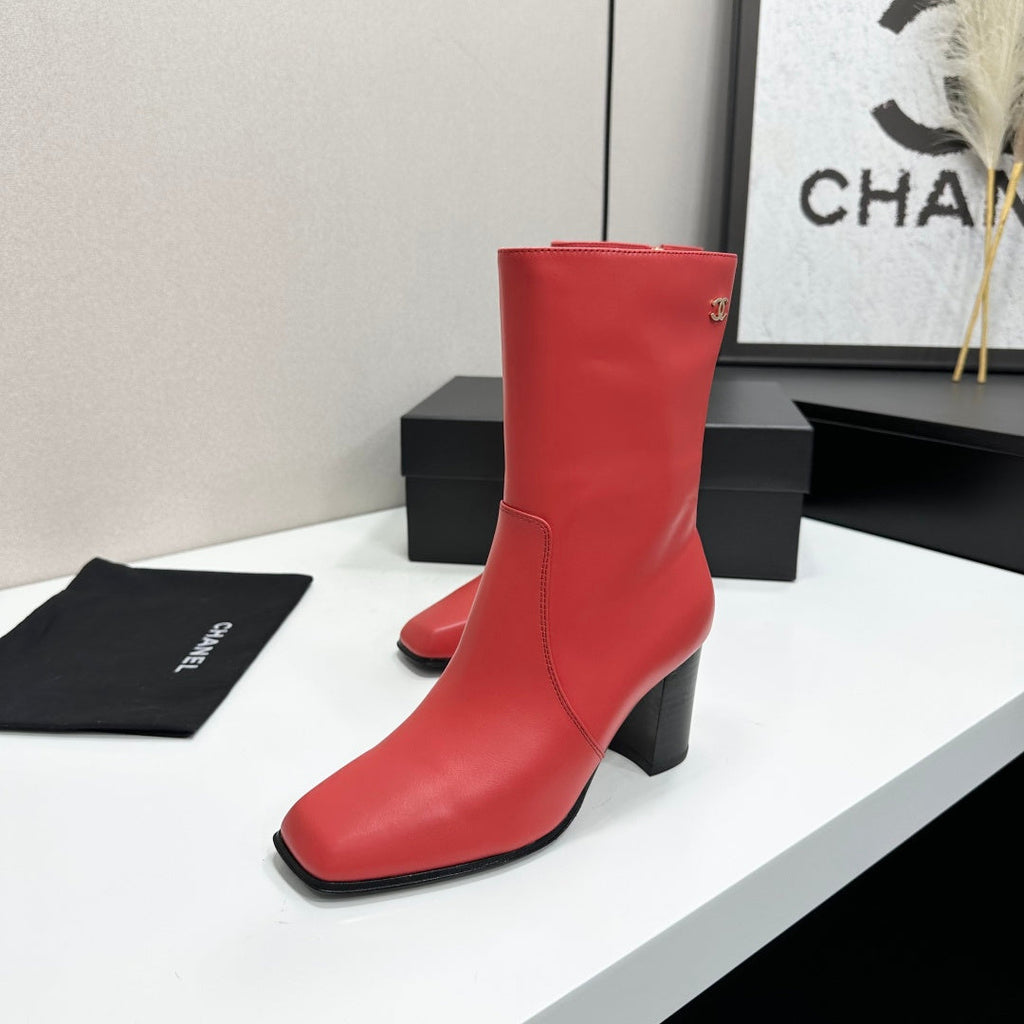 New Arrival Women's CC Square Toe Block Heel Mid Calf Boots SZ1326102315