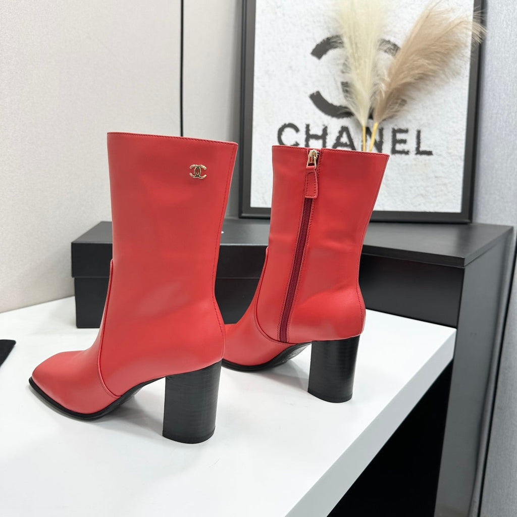 New Arrival Women's CC Square Toe Block Heel Mid Calf Boots SZ1326102315