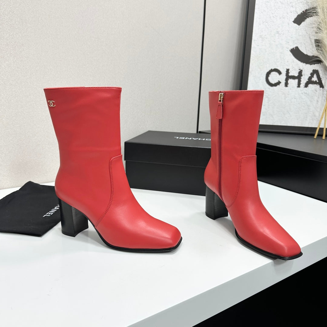 New Arrival Women's CC Square Toe Block Heel Mid Calf Boots SZ1326102315