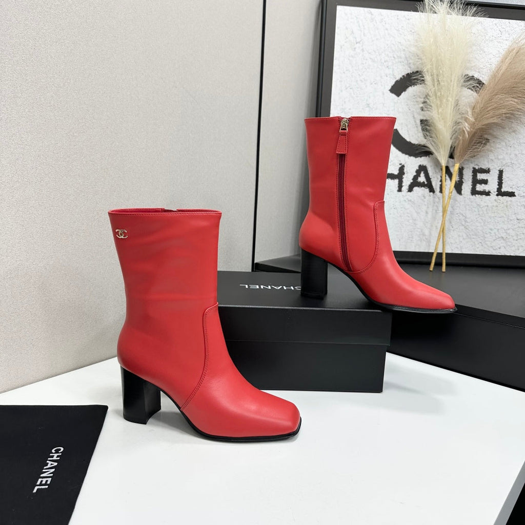 New Arrival Women's CC Square Toe Block Heel Mid Calf Boots SZ1326102315